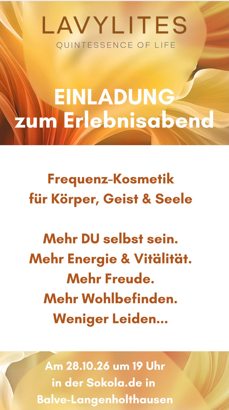 Einladung zum Lavylites-Erlebnisabend am 28.10.2026, Sokola.de in Balve-Langenholthausen